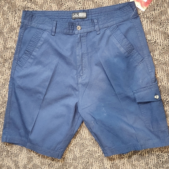 Blue Men's Shorts with Cargo Pocket - Picture 1 of 4